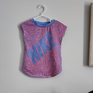 Nike Kids Pink and Blue Short Sleeve Tee